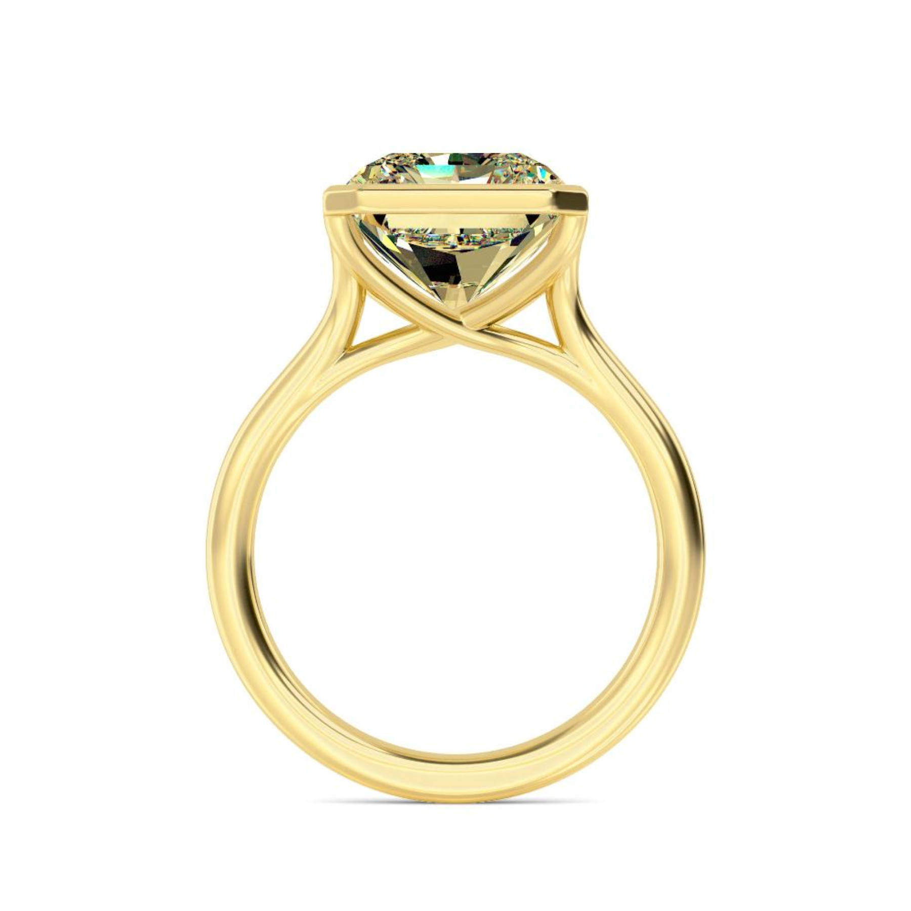 14k yellow diamond ring on a white background