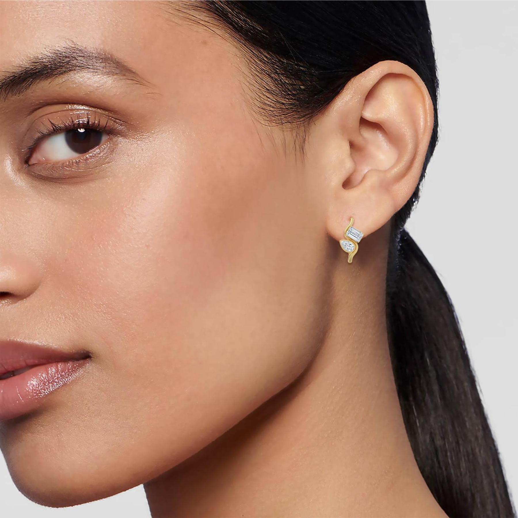 Diamond earrings on a white background 