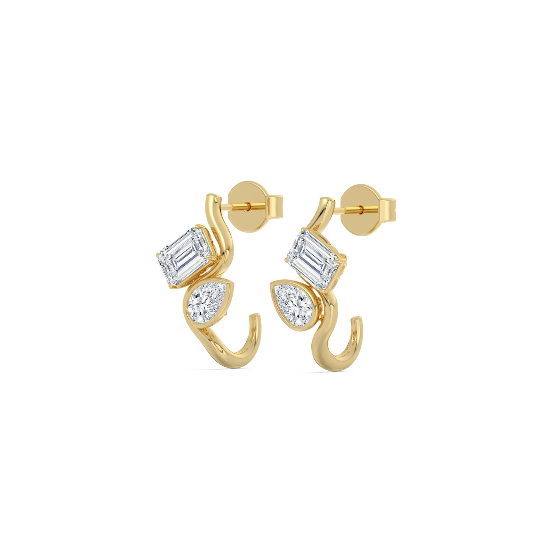 Diamond earrings on a white background 