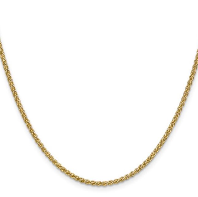 10K Yellow Gold 1.2MM  Diamond Cut Round Wheat Chain