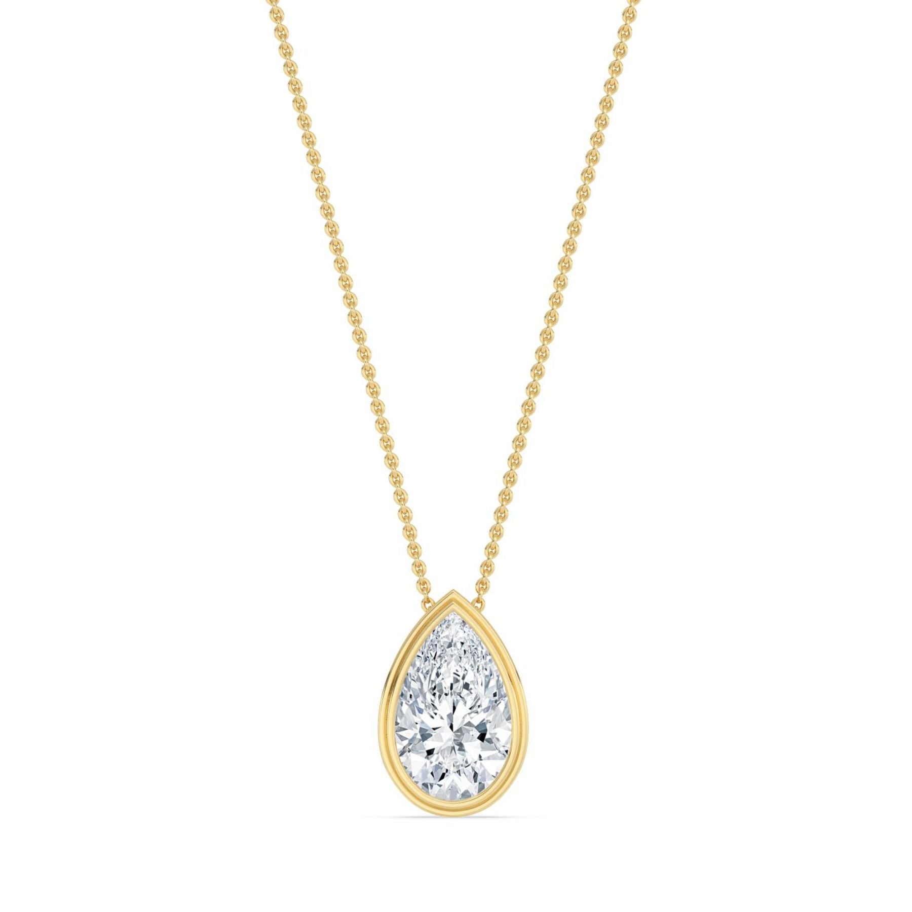 Pear Bezel necklace on a white background 