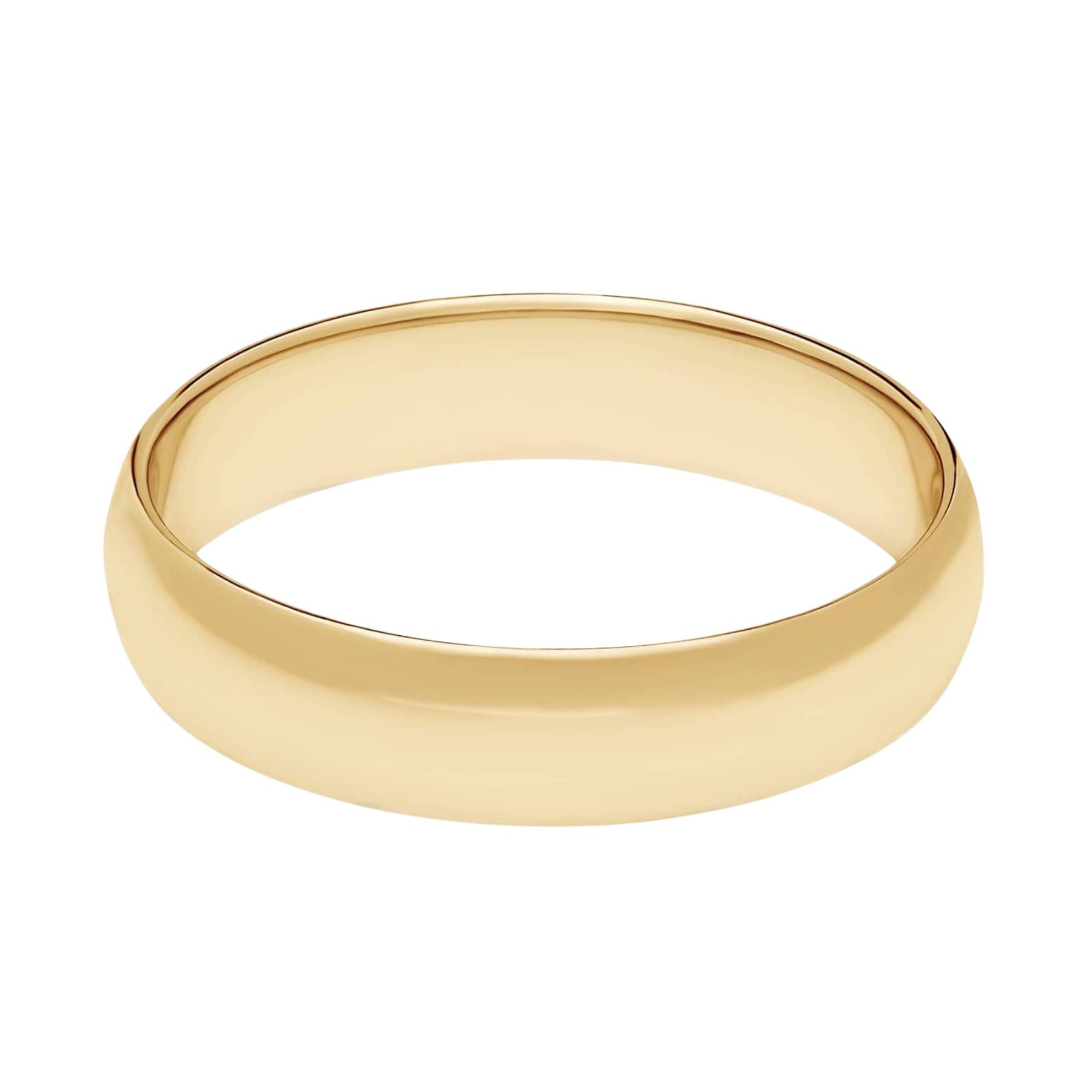 A classic yellow gold band ring with a smooth, polished finish, shown on a clean white background.