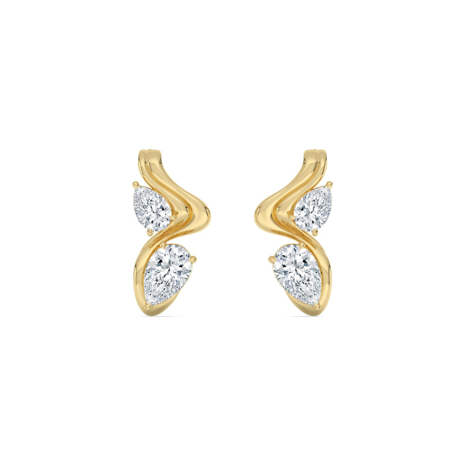 14K Yellow Gold earrings on a white background