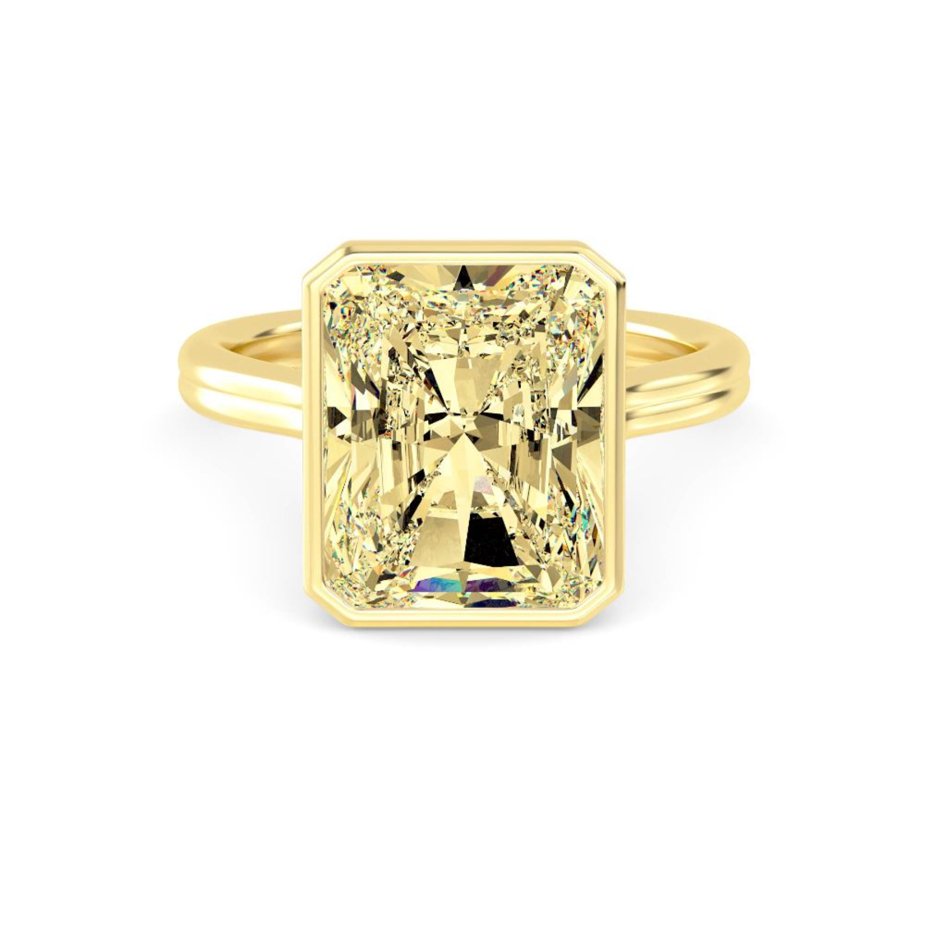 14k yellow diamond ring on a white background