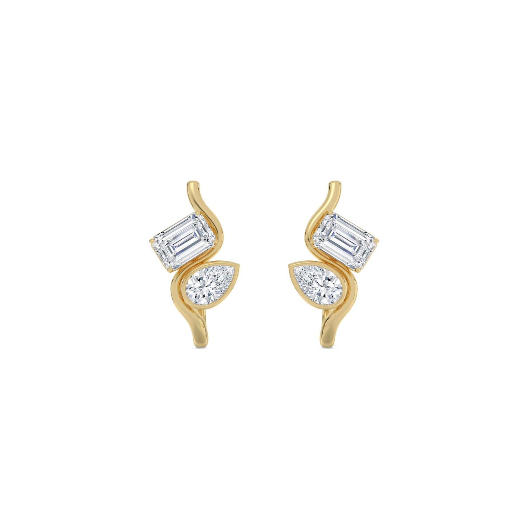 Diamond earrings on a white background 