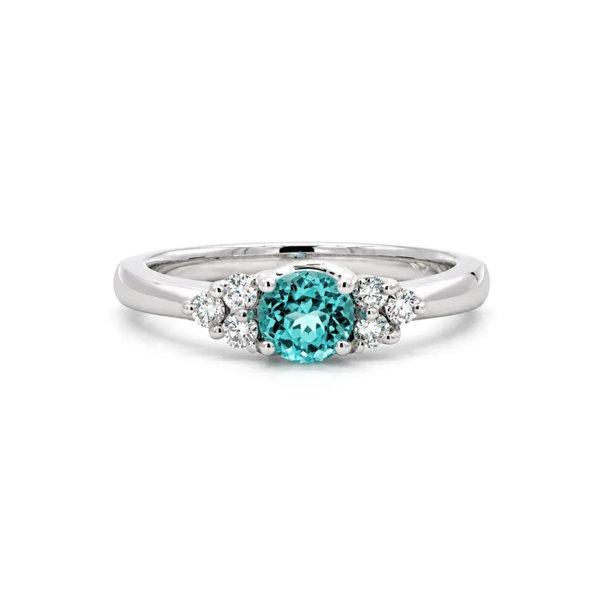 18K White Gold 0.64CT. GIA Certified Paraiba Tourmaline and 0.18CTW. Diamond Ring