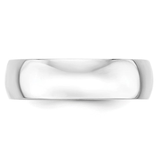 14K White Gold 6MM Plain Wedding Band