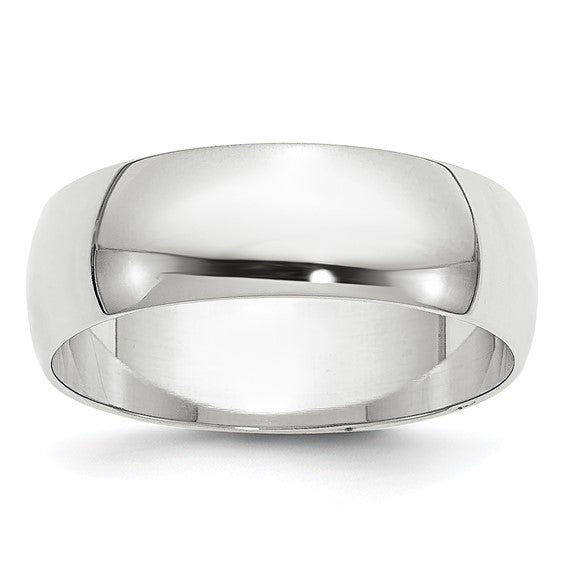 Side view 14K White Gold 6MM Plain Wedding Band