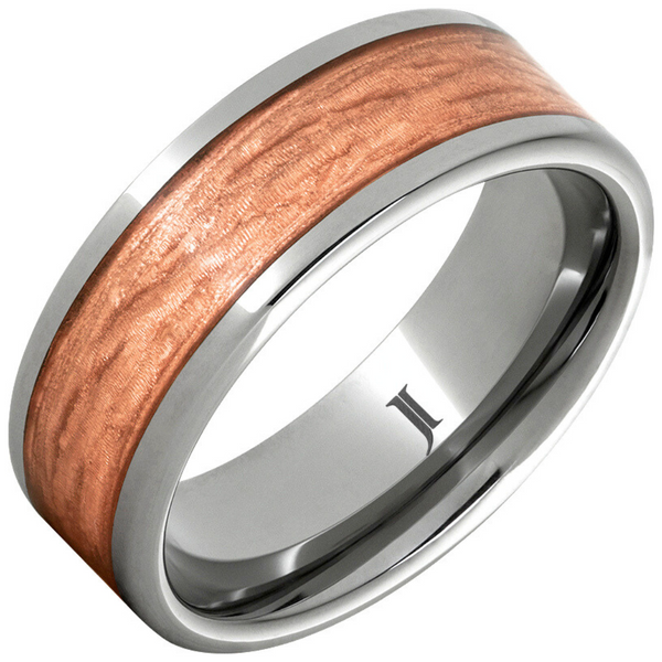 "COPPER LEAF" 8MM Men's Serinium Ring with Royal Copper Inlay