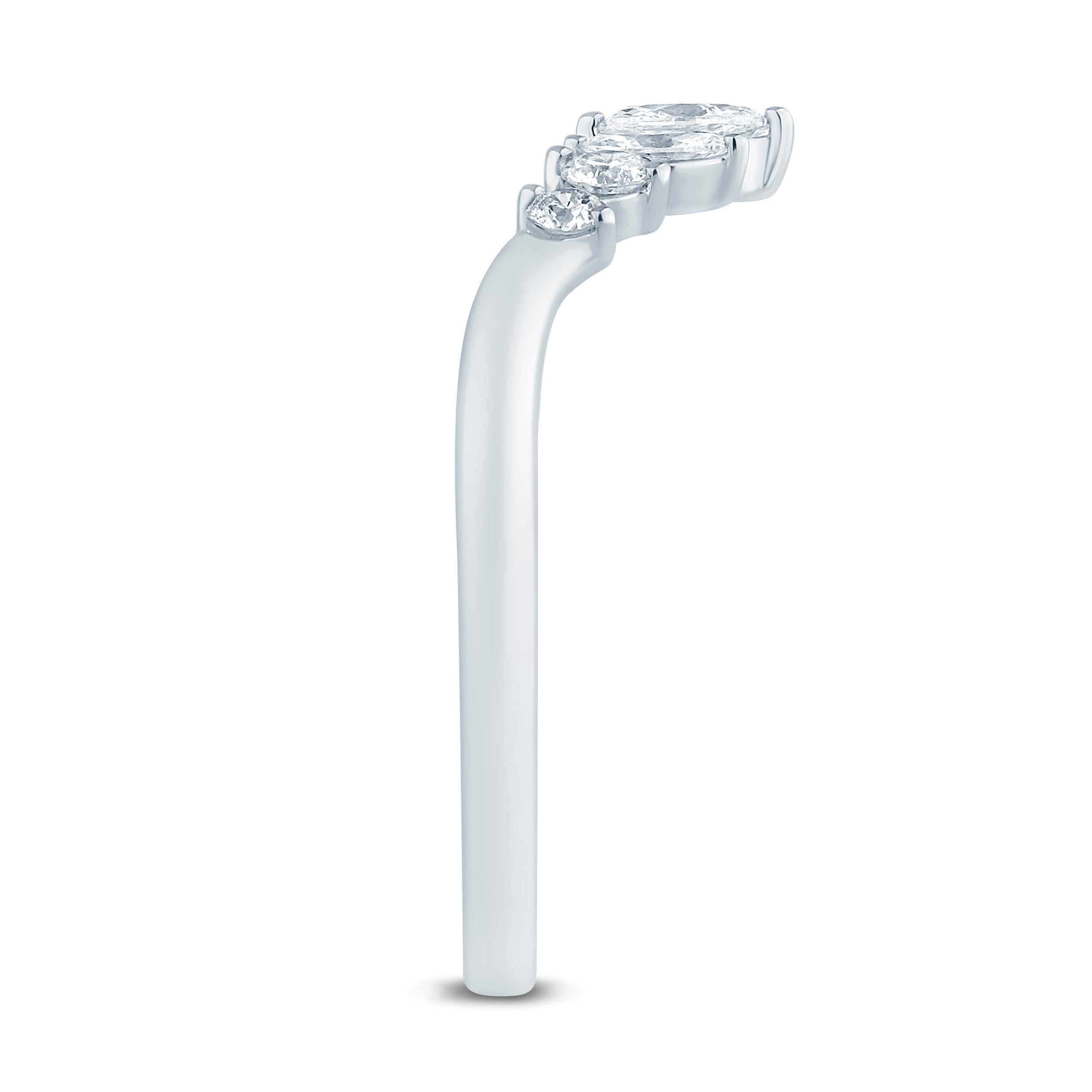 14K White Gold 0.33CTW. Natural Diamond Graduated Marquise Curved Band