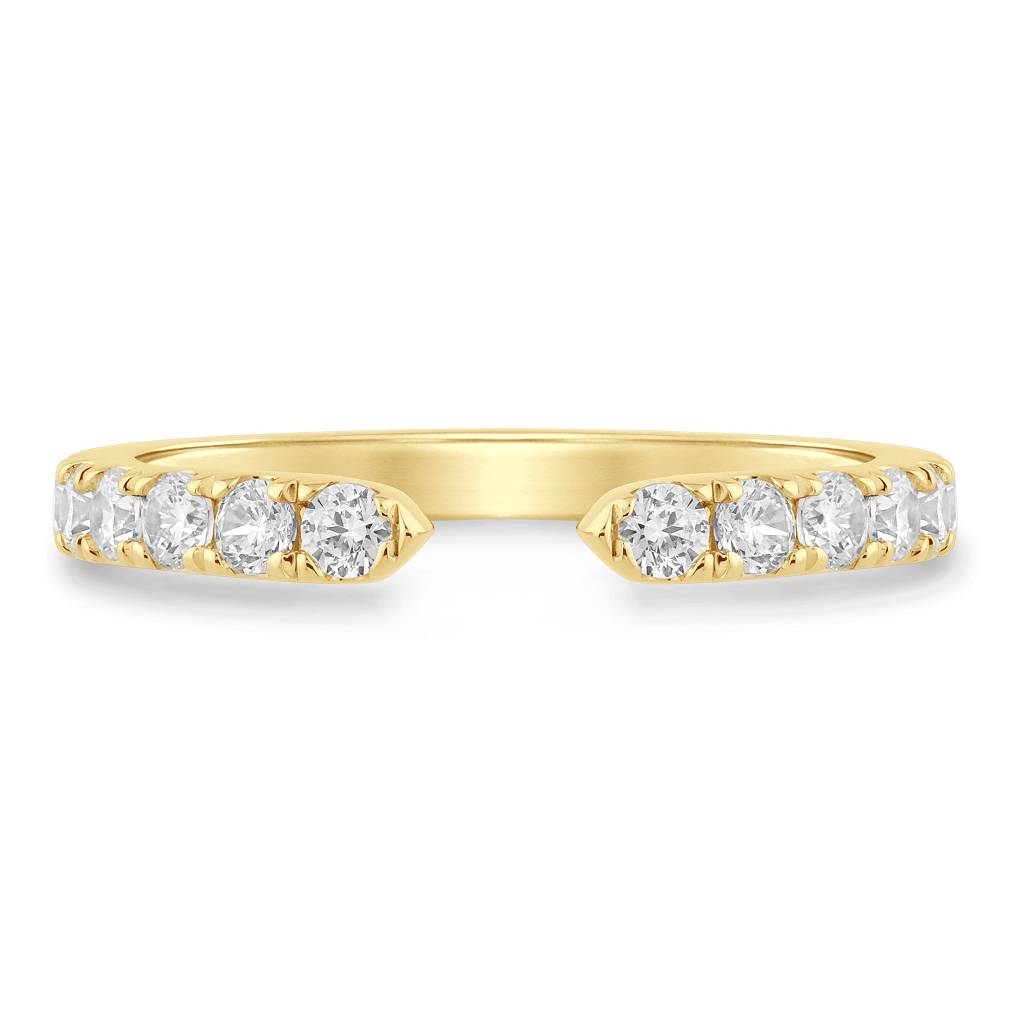 Front View 14K Yellow Gold 0.50 CTW. Lab-Grown Diamond Accented Open Shank Ring
