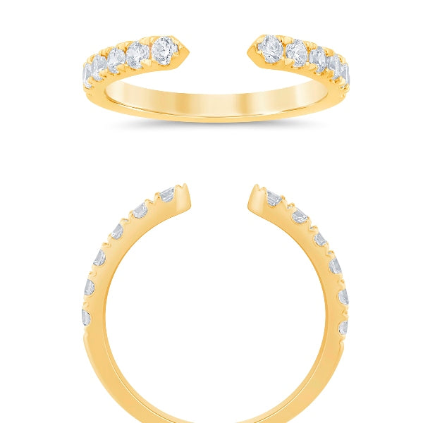 14K Yellow Gold 0.50CTW. Lab-Grown Diamond Accented Open Shank Ring