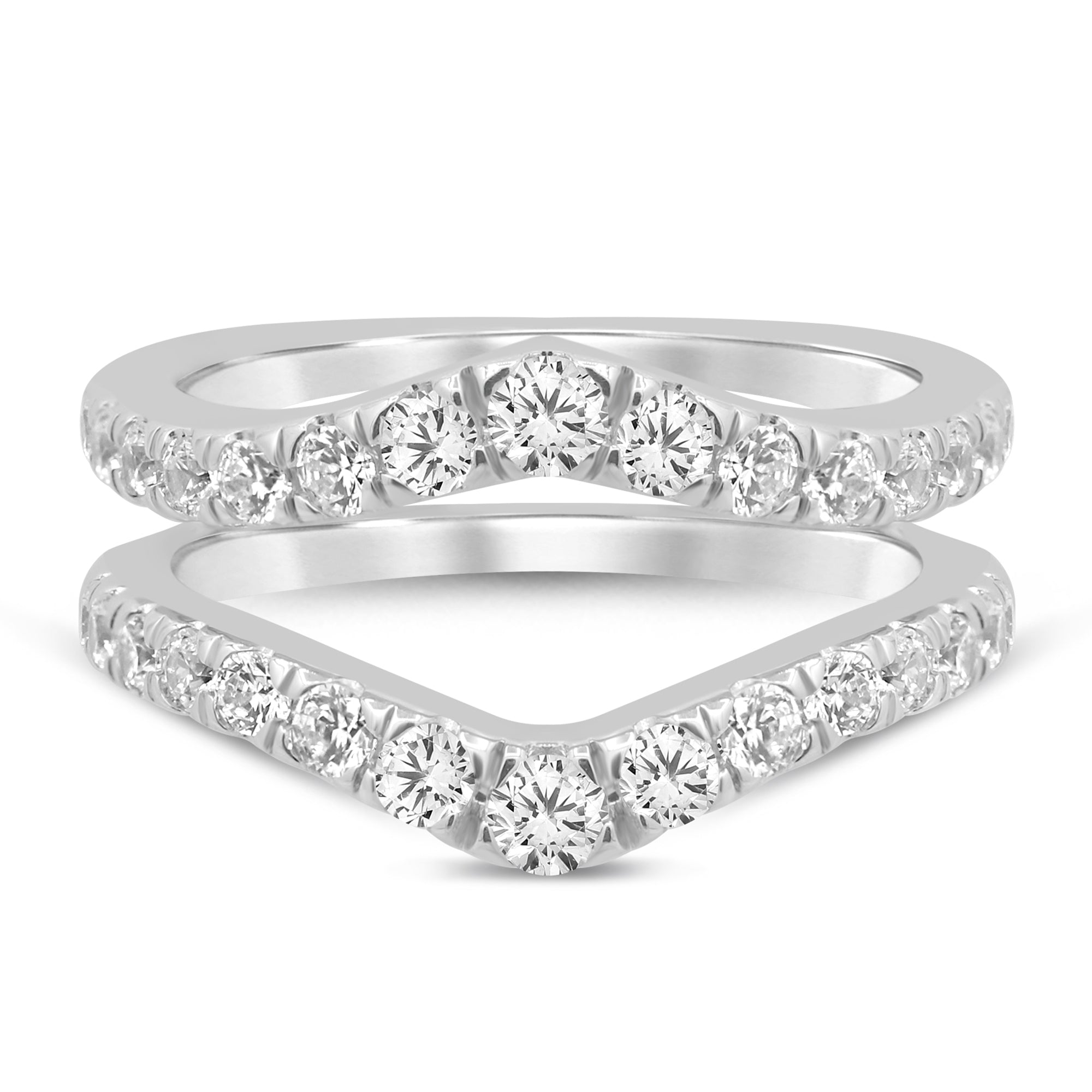 Front View 14K White Gold 1CTW Lab-Grown Diamond Contour Ring Guard