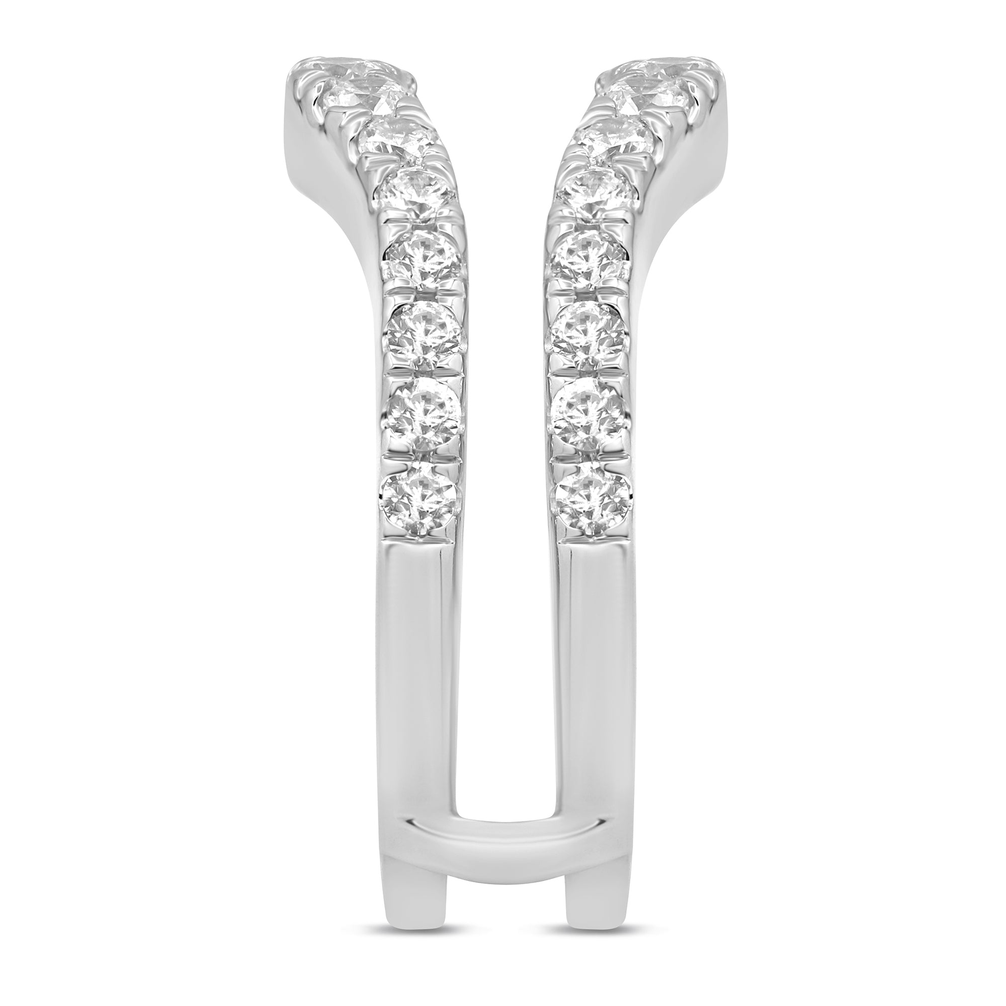 Side View 14K White Gold 1CTW Lab-Grown Diamond Contour Ring Guard