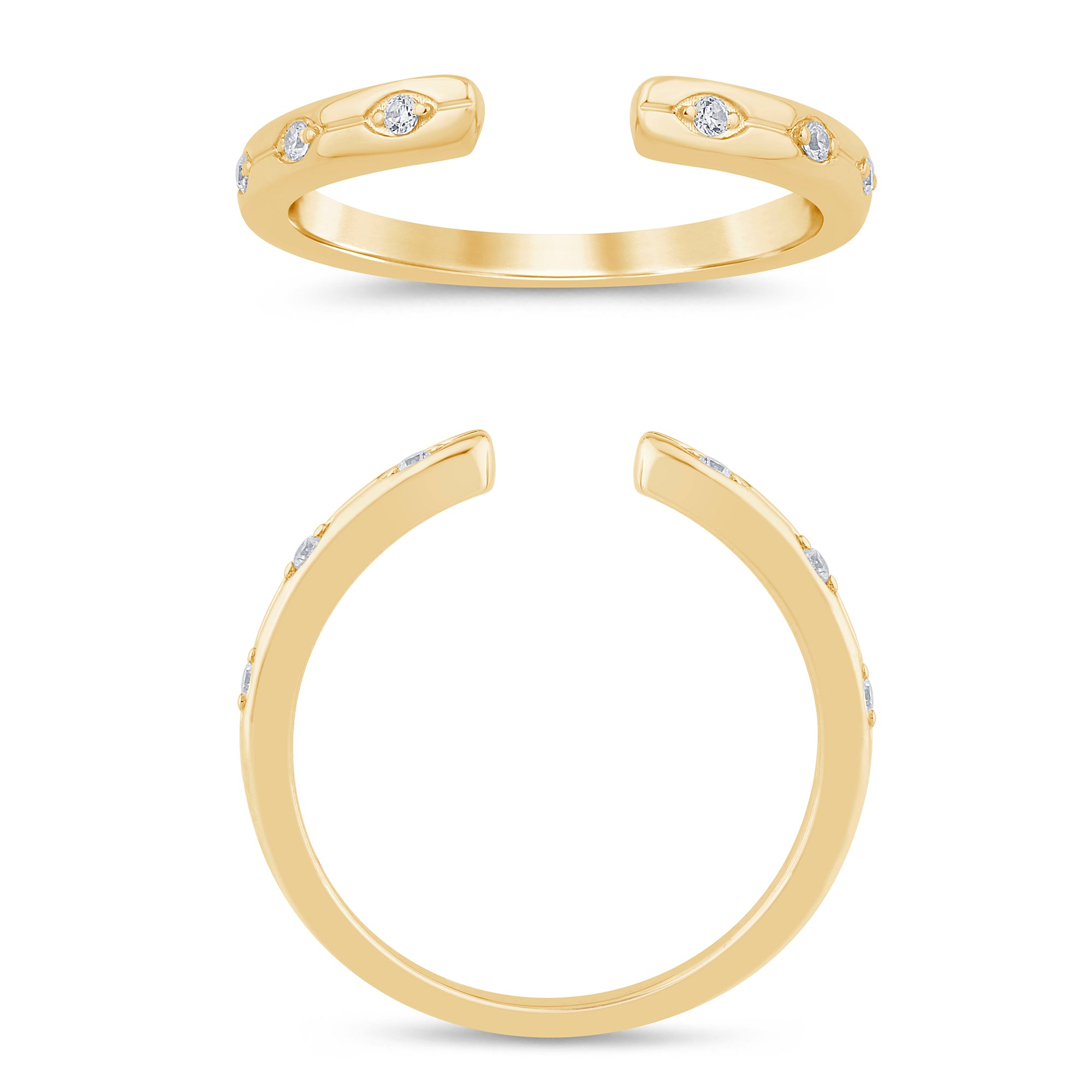 All Views 14K Yellow Gold 0.06CTW Lab-Grown Diamonds Accented Open Shank Ring