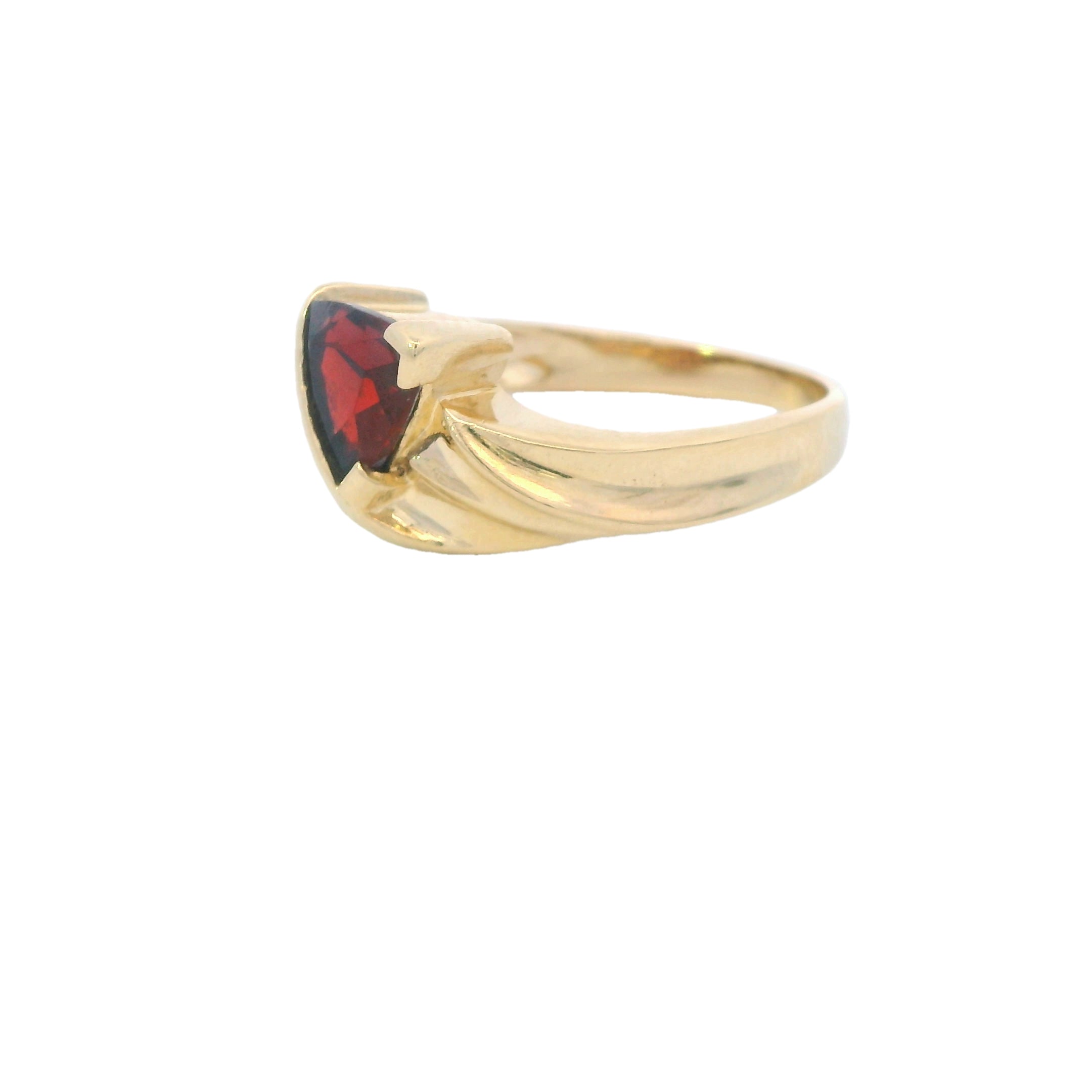 Estate Collection: 14K Yellow Gold Trillion-Cut Garnet & Diamond Ring