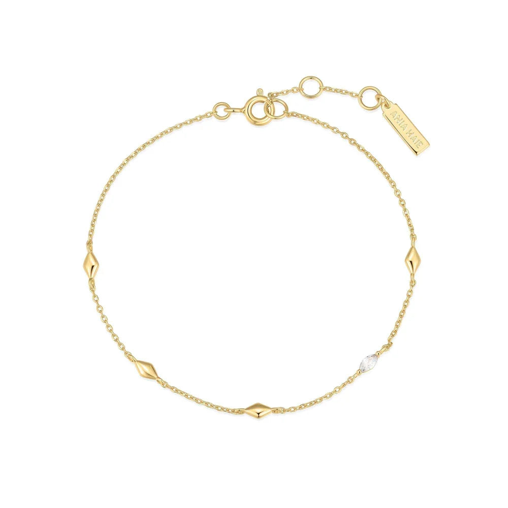 Side View Ania Haie Gold Multi Rhombus Station Bracelet