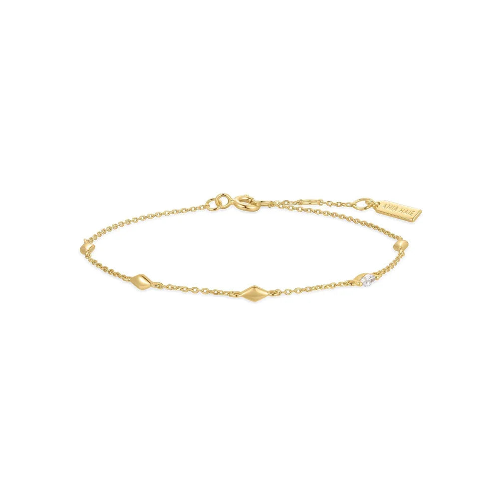 Front View Ania Haie Gold Multi Rhombus Station Bracelet