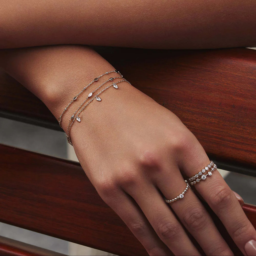 Model View Ania Haie Silver Multi Rhombus Station Bracelet