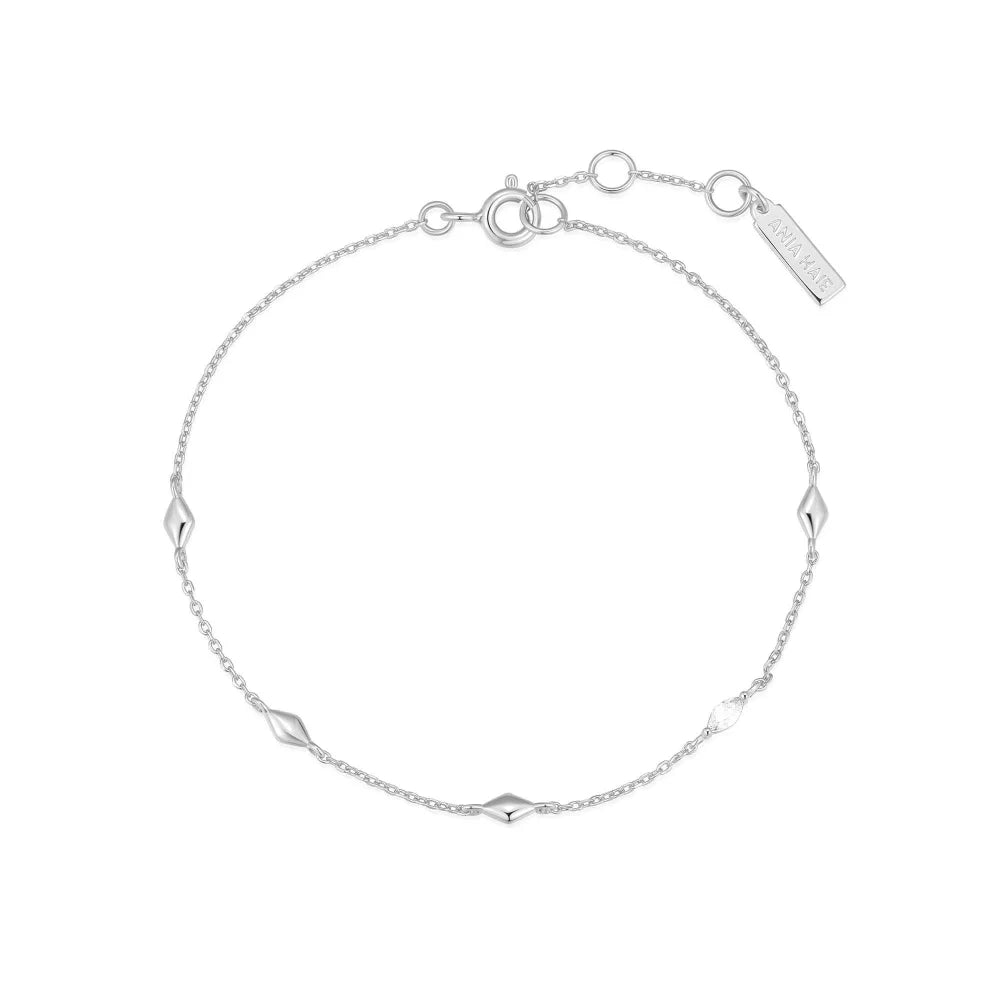 Side View Ania Haie Silver Multi Rhombus Station Bracelet
