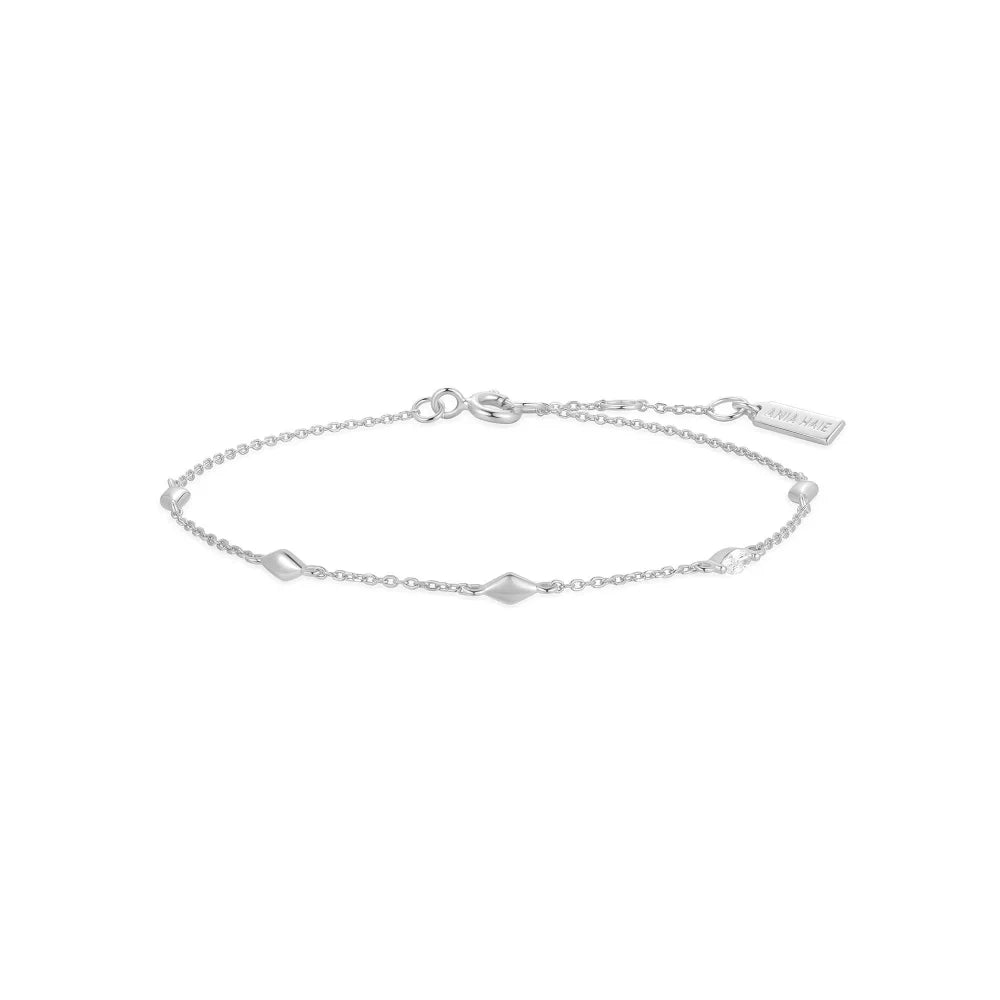 Front View Ania Haie Silver Multi Rhombus Station Bracelet