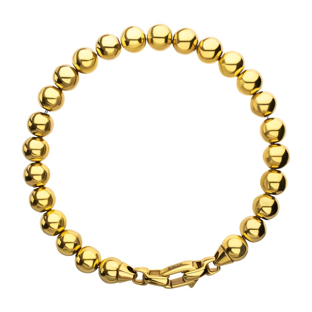 INOX IP-Gold-Plated Stainless Steel 8MM Bead Bracelet