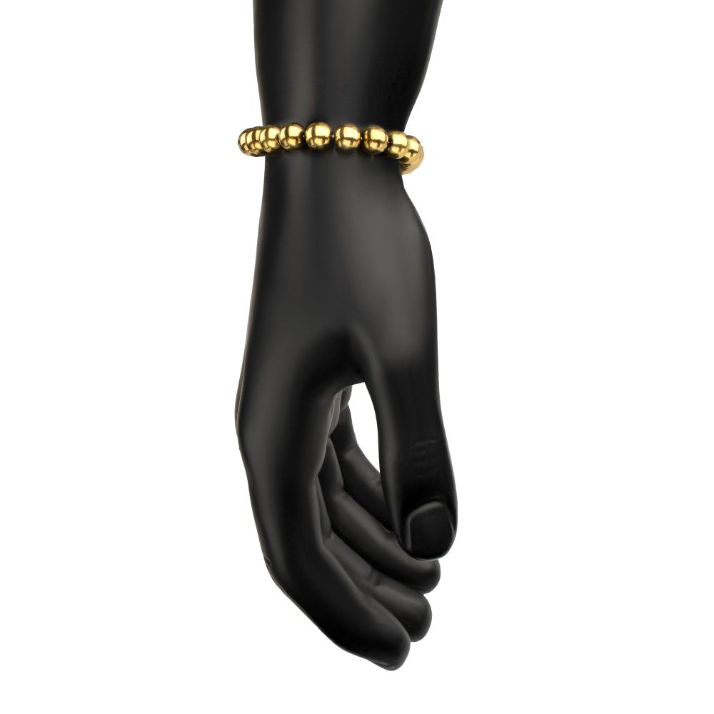 INOX IP-Gold-Plated Stainless Steel 8MM Bead Bracelet