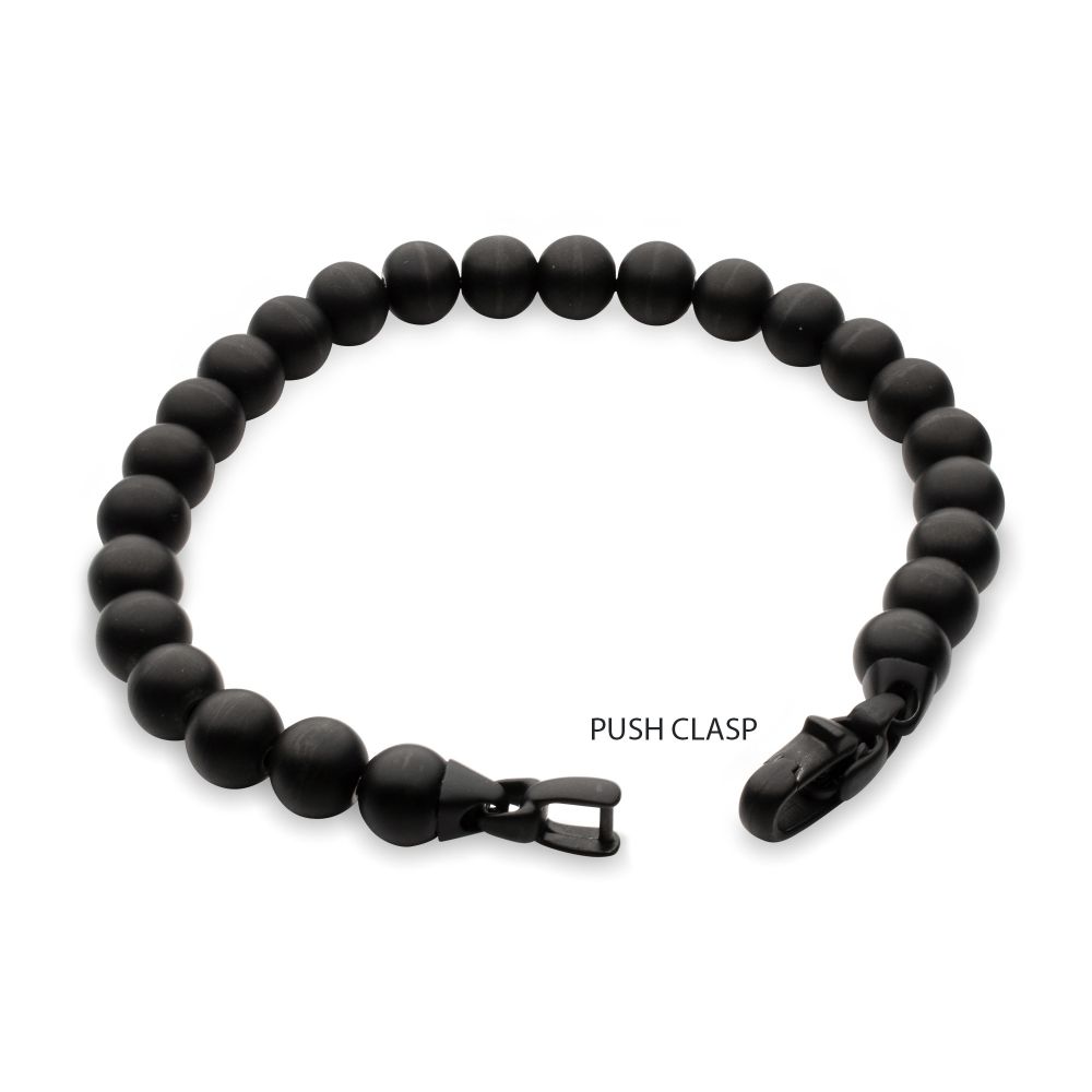 INOX Matte Black IP-Plated Stainless Steel 8MM Bead Bracelet