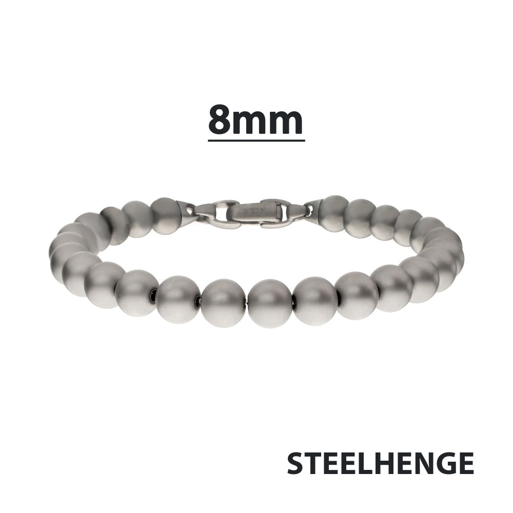 INOX Matte Finish Stainless Steel 8MM Bead Bracelet