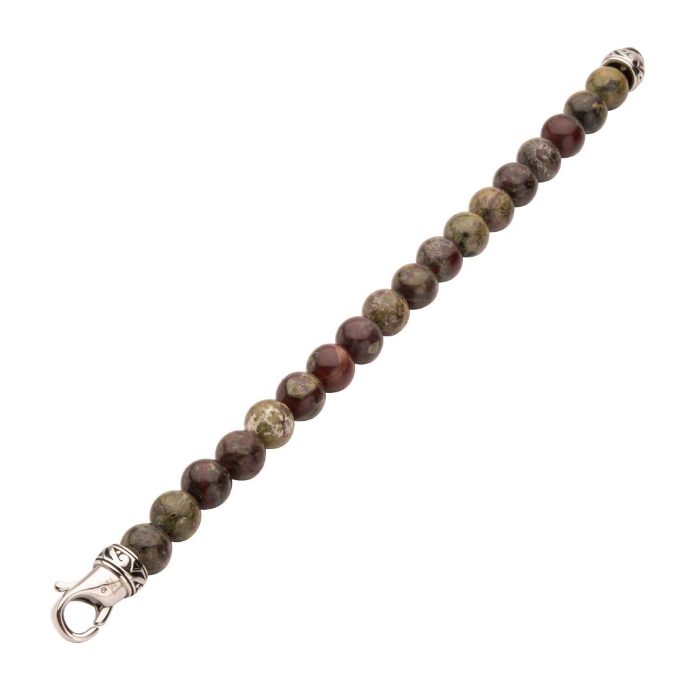 INOX 10mm Dragon Blood Jasper Stone Bead 8.5" Bracelet