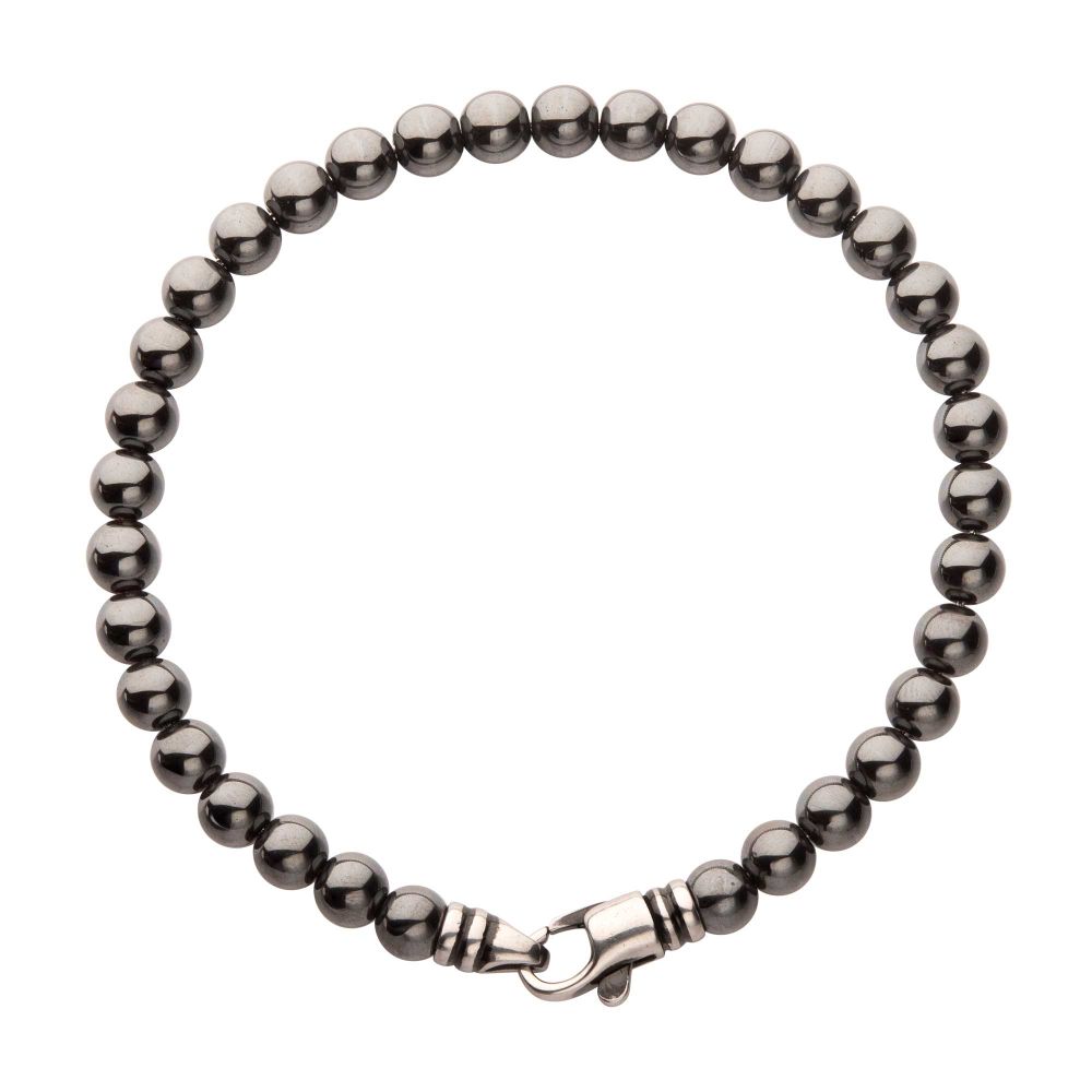 INOX 6mm Hematite Stone Bead 8.5" Bracelet