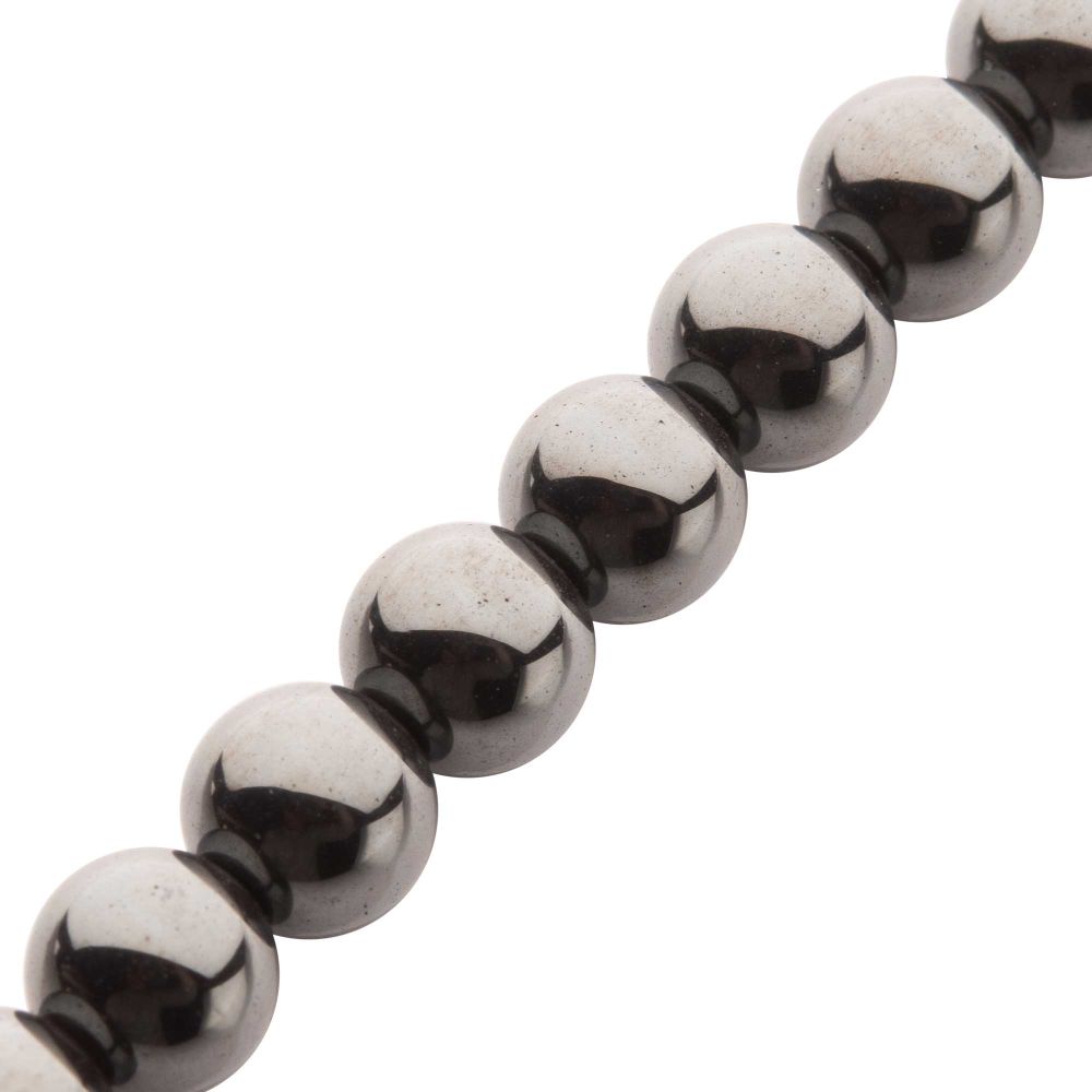 INOX 6mm Hematite Stone Bead 8.5" Bracelet