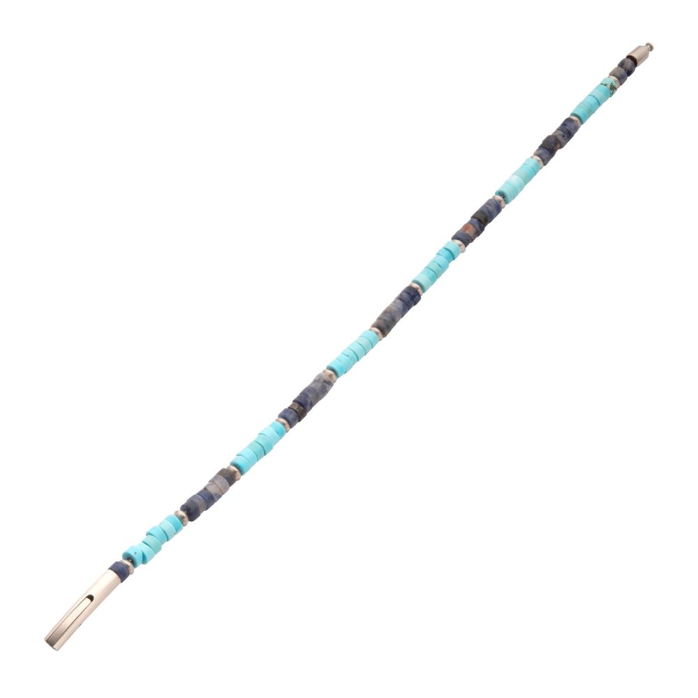 Alternate Length View INOX Azure Voyager (Turquoise / Sodalite) Heishi Bead Bracelet