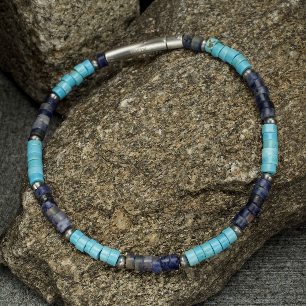 Alternate View INOX Azure Voyager (Turquoise / Sodalite) Heishi Bead Bracelet