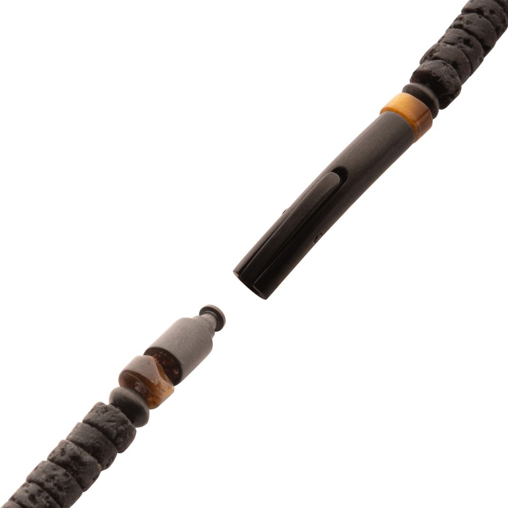 Clasp View INOX Magma Tiger (Tiger-eye / Lava) Heishi Bead Bracelet