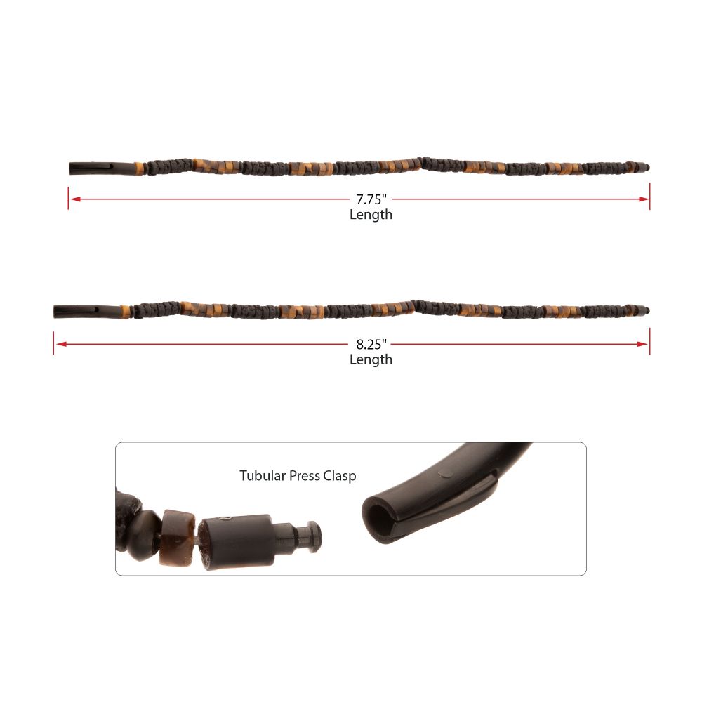 Length View INOX Magma Tiger (Tiger-eye / Lava) Heishi Bead Bracelet
