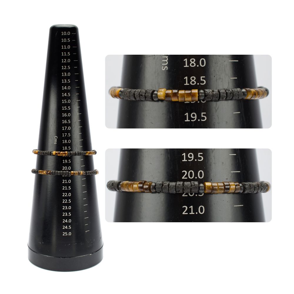 Measurement View INOX Magma Tiger (Tiger-eye / Lava) Heishi Bead Bracelet
