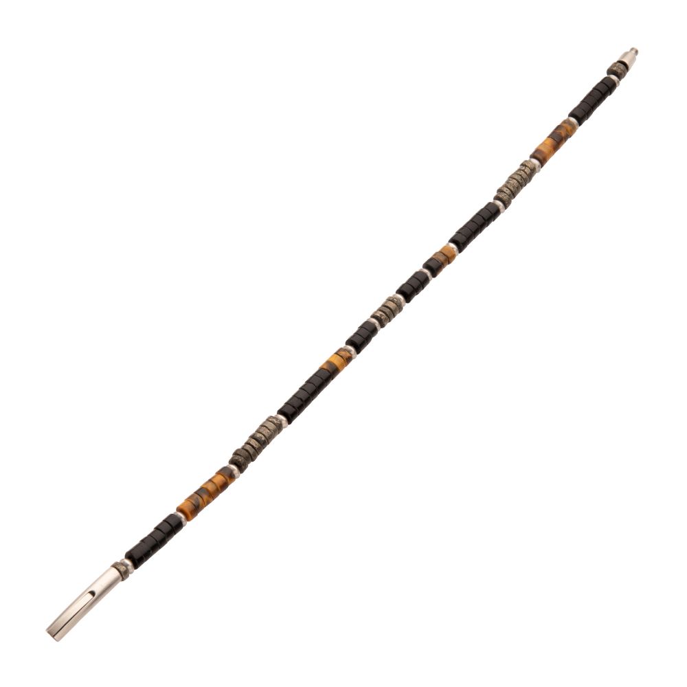 Alternate View INOX Pyro Sentinel (Onyx / Pyrite / Tiger-eye) Heishi Bead Bracelet
