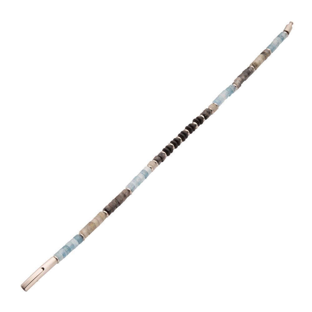 Alternate Length View INOX Tundra (Labradorite / Aquamarine / Moonstone) Heishi Bead Bracelet