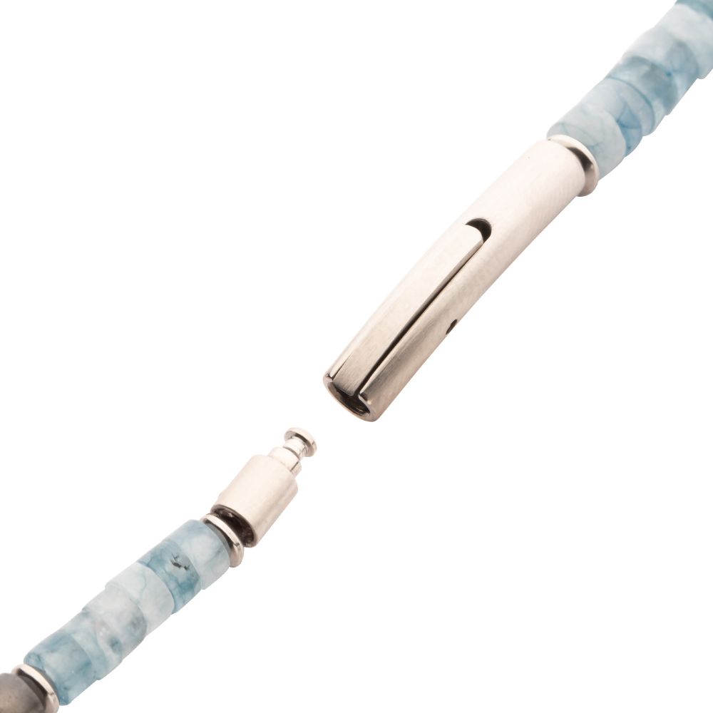 Clasp View INOX Tundra (Labradorite / Aquamarine / Moonstone) Heishi Bead Bracelet