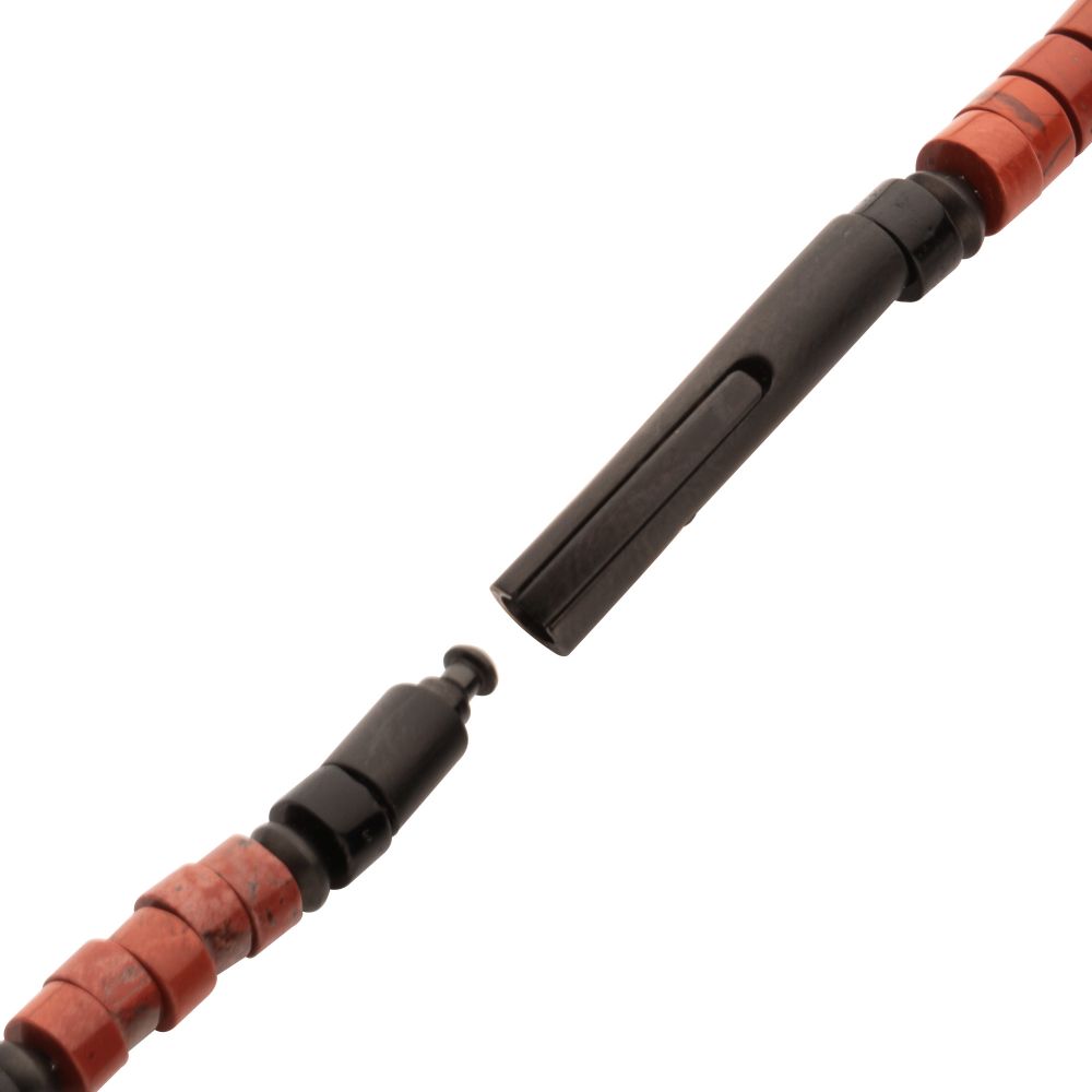 Clasp View Inox Inferno (Red Jasper / Onyx) Heishi Bead Bracelet