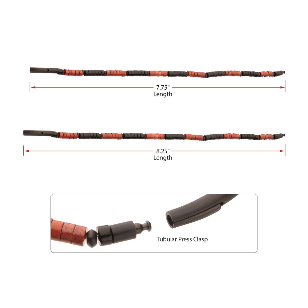 Info View Inox Inferno (Red Jasper / Onyx) Heishi Bead Bracelet