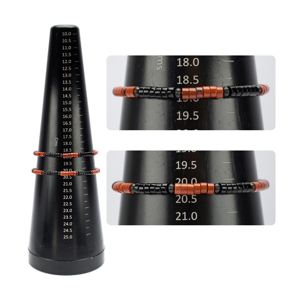 Measurement View Inox Inferno (Red Jasper / Onyx) Heishi Bead Bracelet