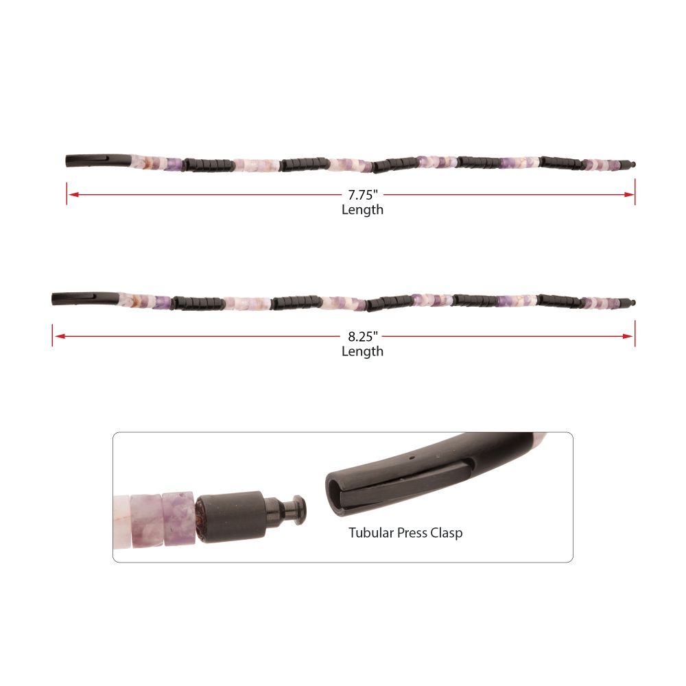 Length View INOX Imperial Dusk (Amethyst / Onyx) Heishi Bead Bracelet