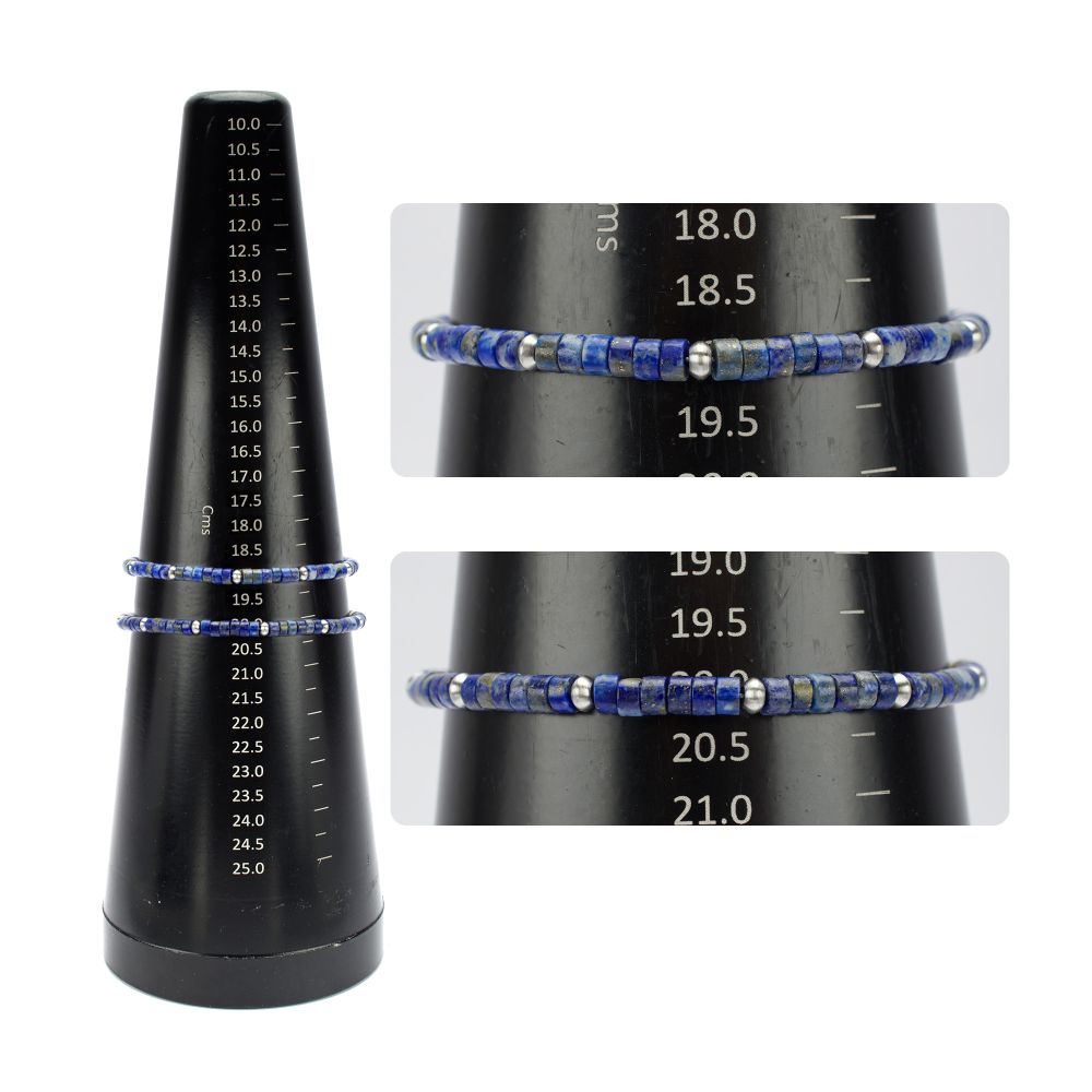 Measurement View INOX RiverRunner (Blue Lapis Lazuli) Heishi Bead Bracelet