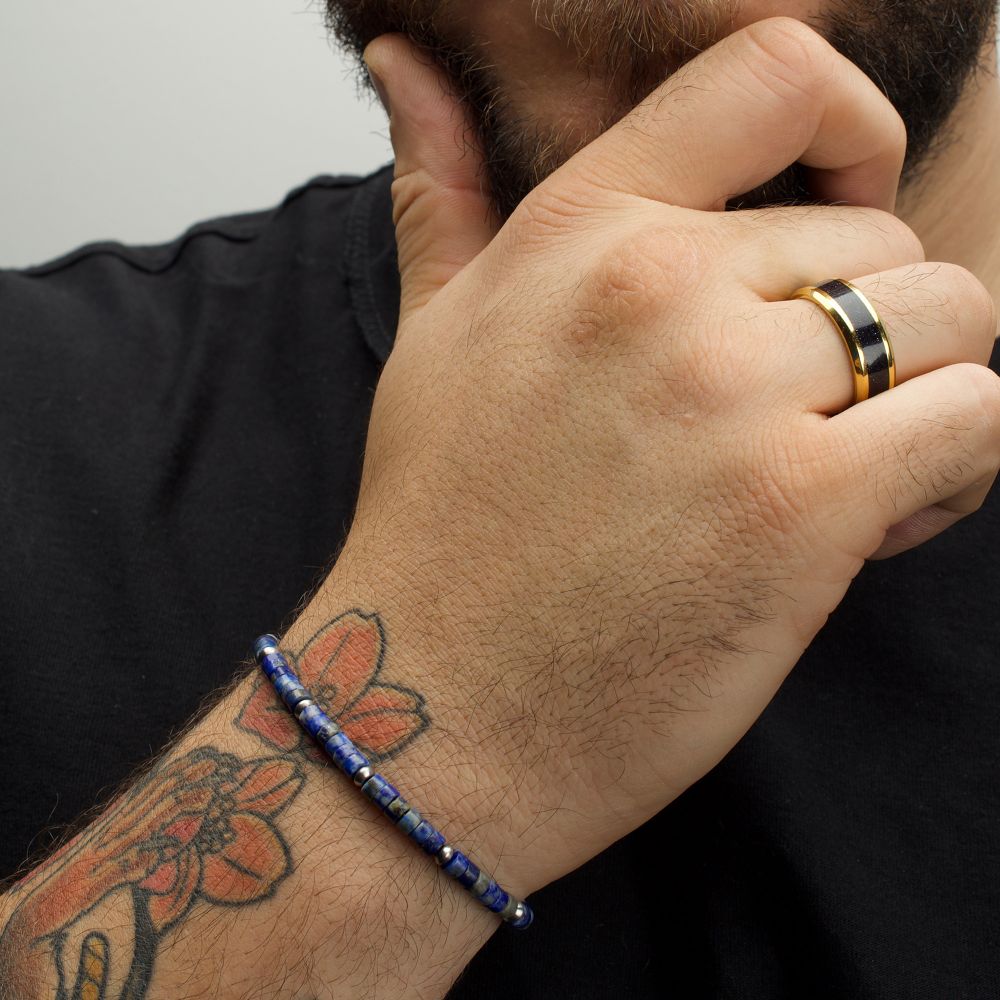 Arm View INOX RiverRunner (Blue Lapis Lazuli) Heishi Bead Bracelet