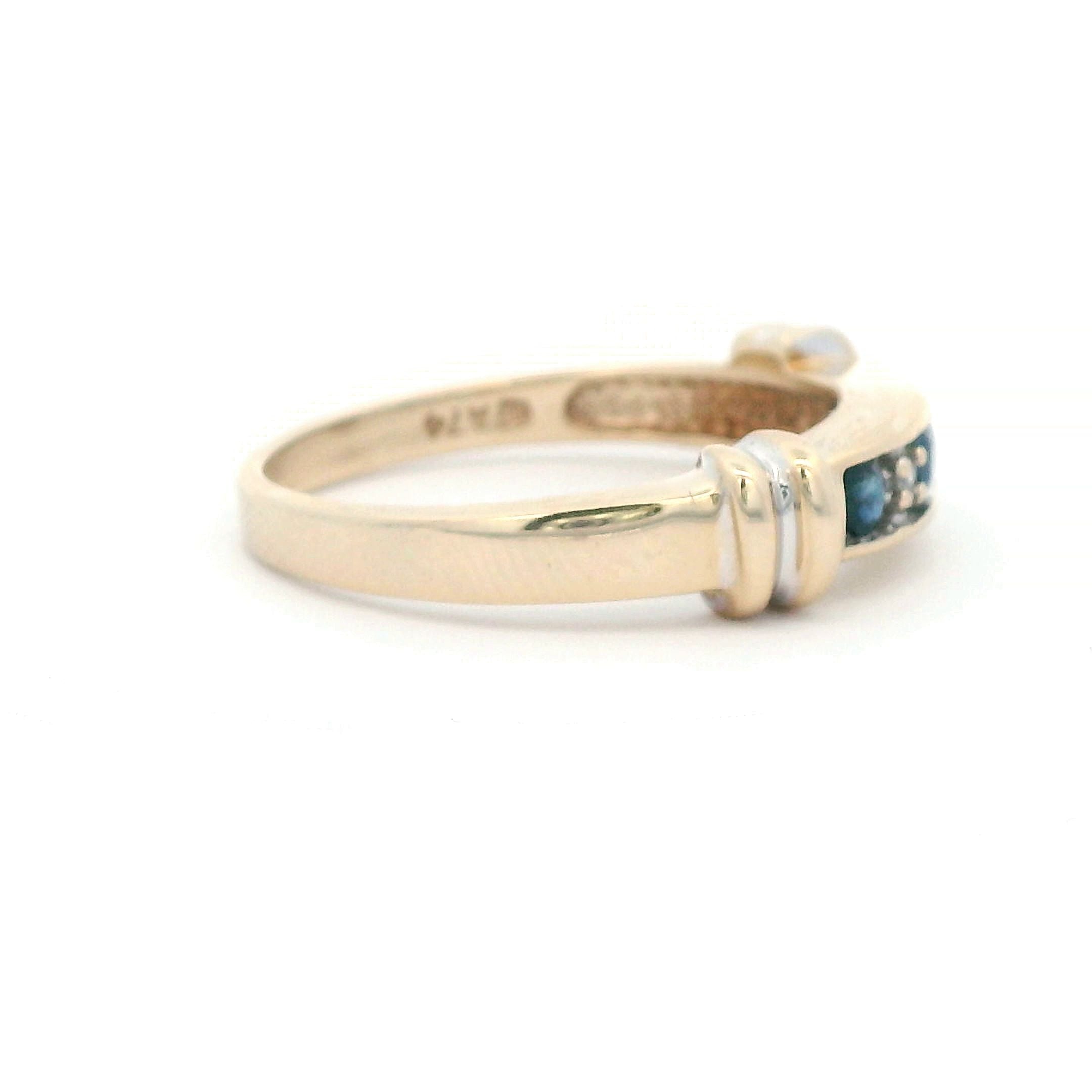 Estate Collection: 10K Yellow Gold Channel-Set Sapphire & Diamond Stackable Band