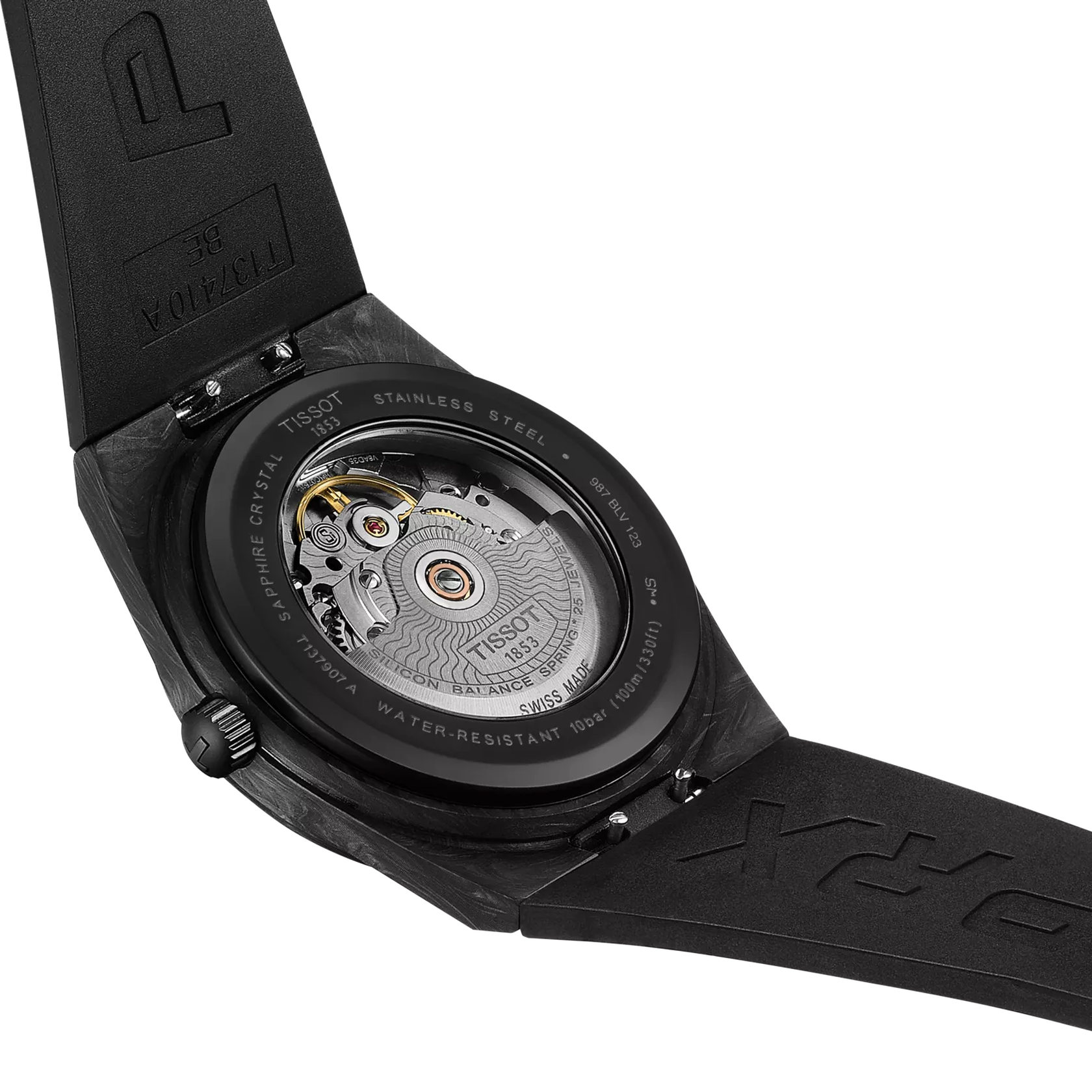 Tissot PRX Carbon 40.5mm Men's Black Carbon Swiss Automatic Silver Dial Face Watch