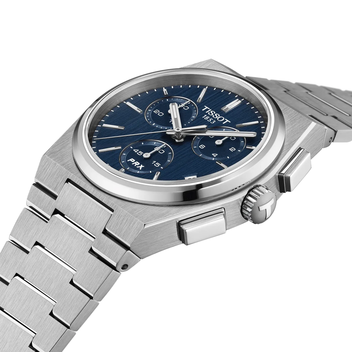 Tissot PRX 41mm Men's Swiss Quartz Chronograph PowerDrive Blue Dial Watch