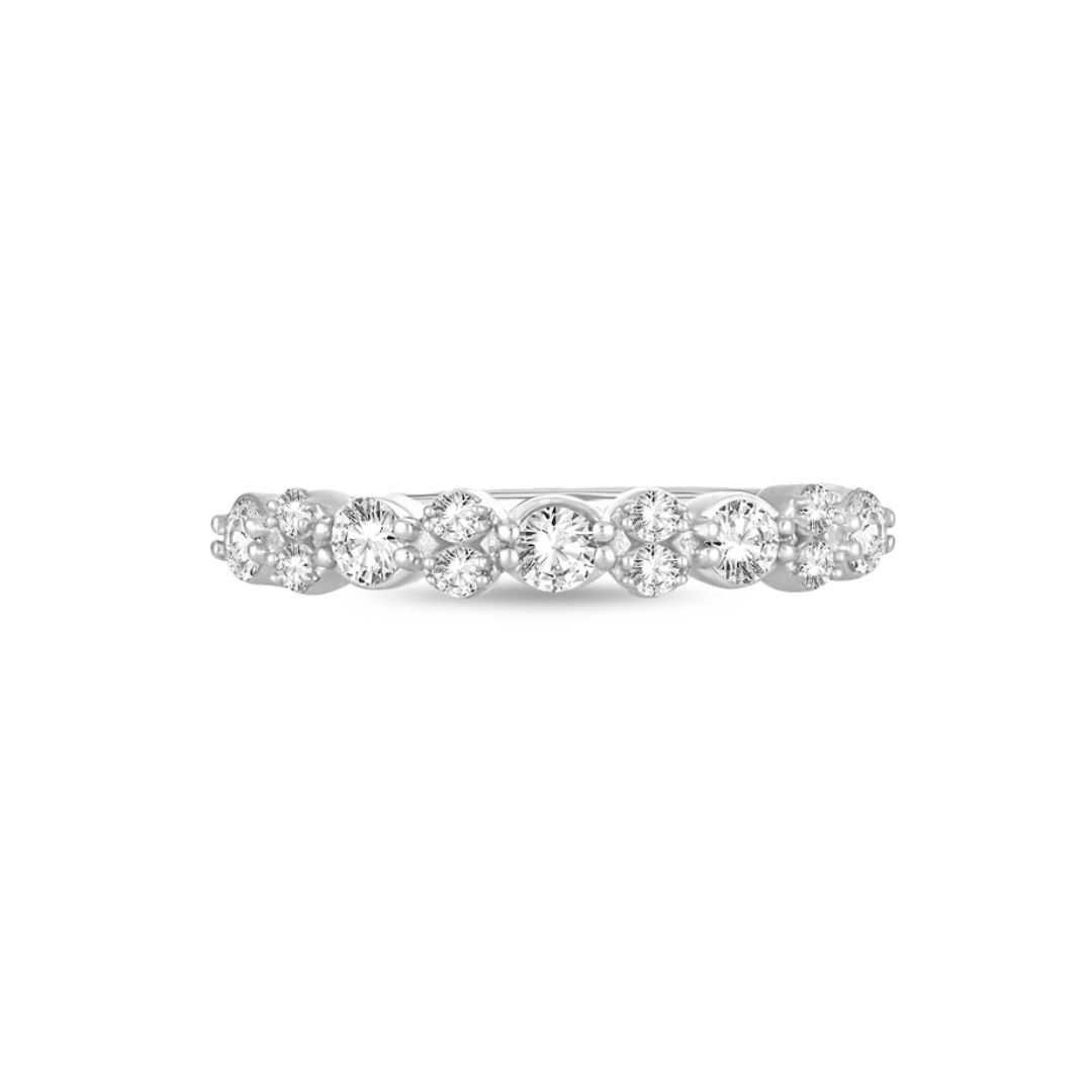 14K White Gold 1/2CT. Round Alternating Diamond Band